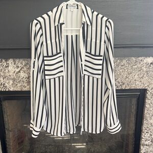 Express Monochrome Striped Button-Up